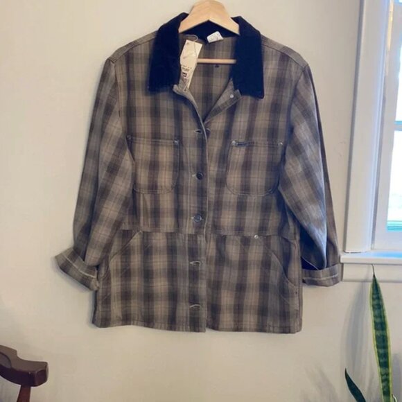 NWT Vintage Lee Barn Jacket chore jacket. Brown plaid. - Picture 1 of 6